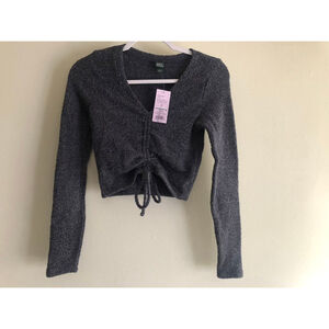 Wild Fable Ruched Front Cropped top sz Small Gray NWT!